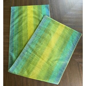 Modern Crate and Barrel Table Runner Ombré Green  14 X 90 Avocado Gold Blue